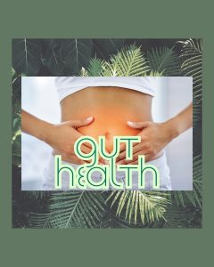 Woman pinching belly at functional medicine office