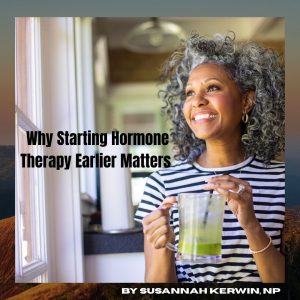 Woman drinking water and enjoying her hormone replacement therapy